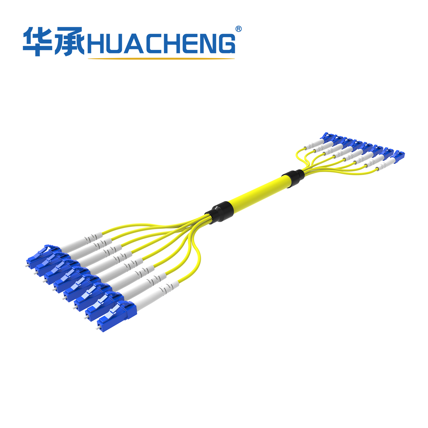 HUACHENG LC-LC Fanout Assembly, 8F, Bend Insensitive Single Mode, Tight-Buffered, 2.0mm, Plenum