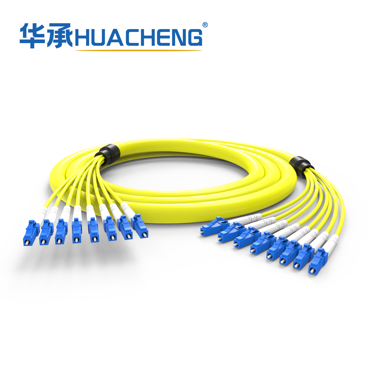 HUACHENG LC-LC Fanout Assembly, 8F, Bend Insensitive Single Mode, Tight-Buffered, 2.0mm, LSZH