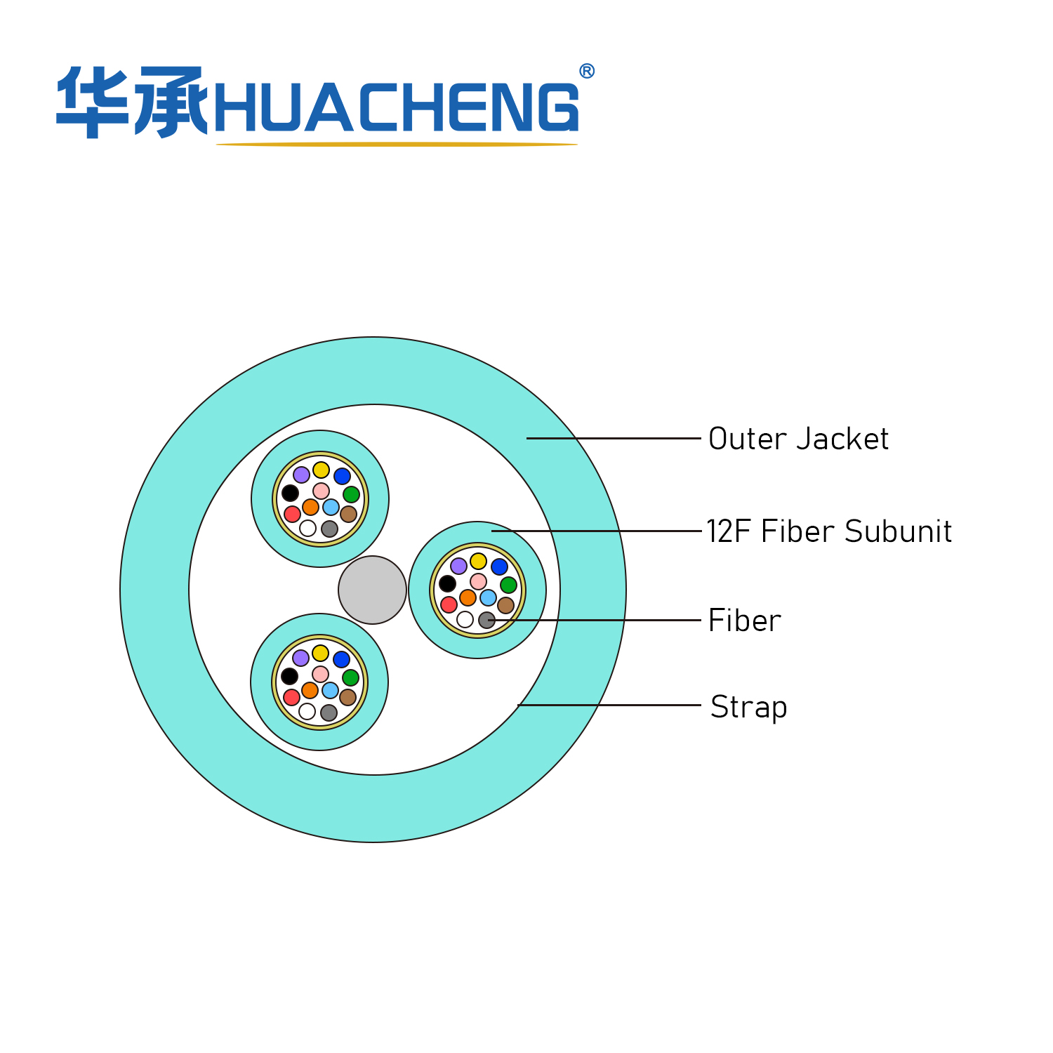 HUACHENG MFC, Distribution, Loose Tube, 24F, OM3, LSZH, 12F 2.0 Subunit