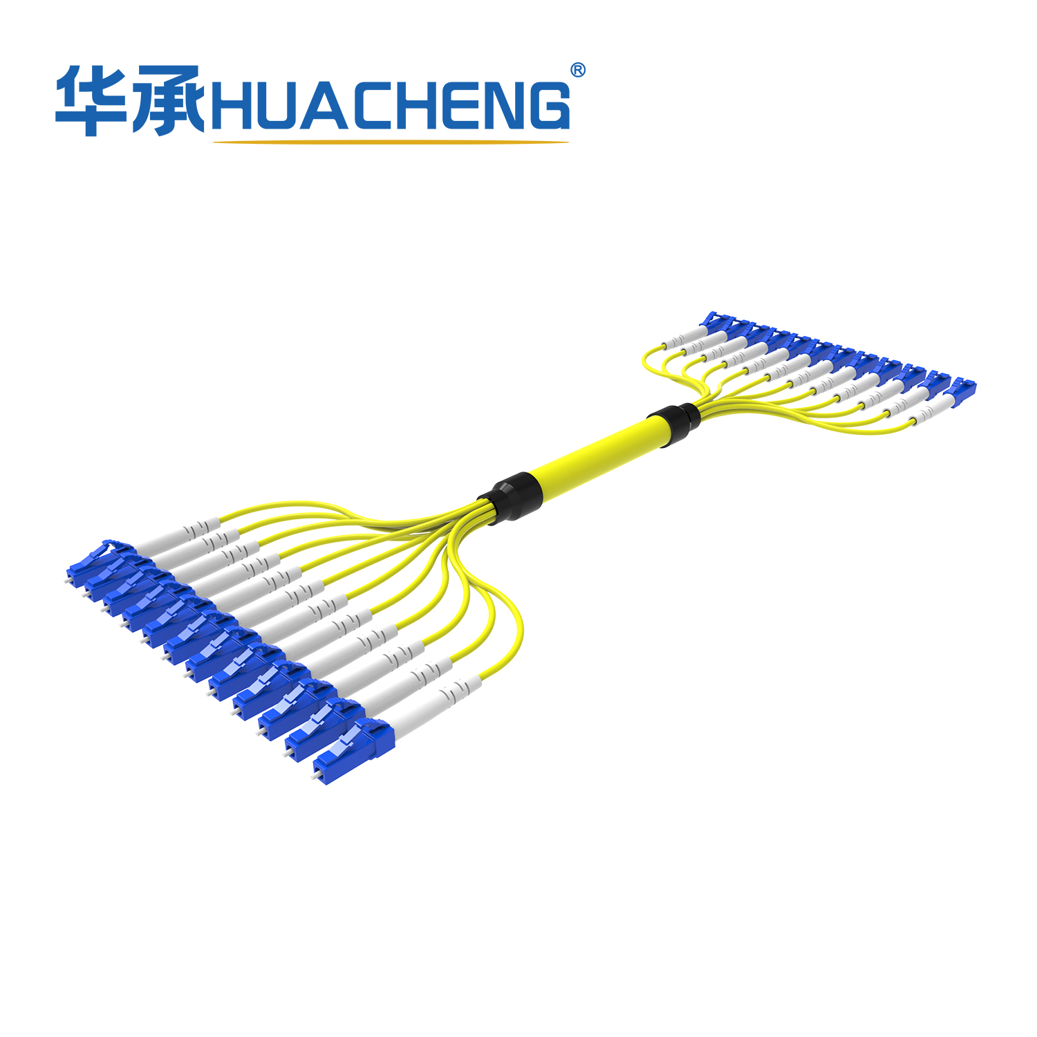 HUACHENG LC-LC Fanout Assembly, 12F, Bend Insensitive Single Mode, Tight-Buffered, 2.0mm, LSZH