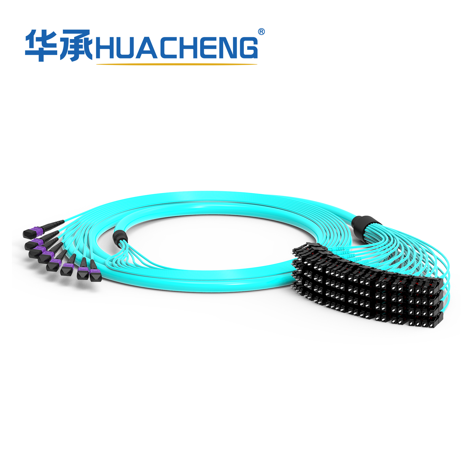 HUACHENG 12F-MPO Hybrid Trunk Assembly, 96F, MultiMode, Riser