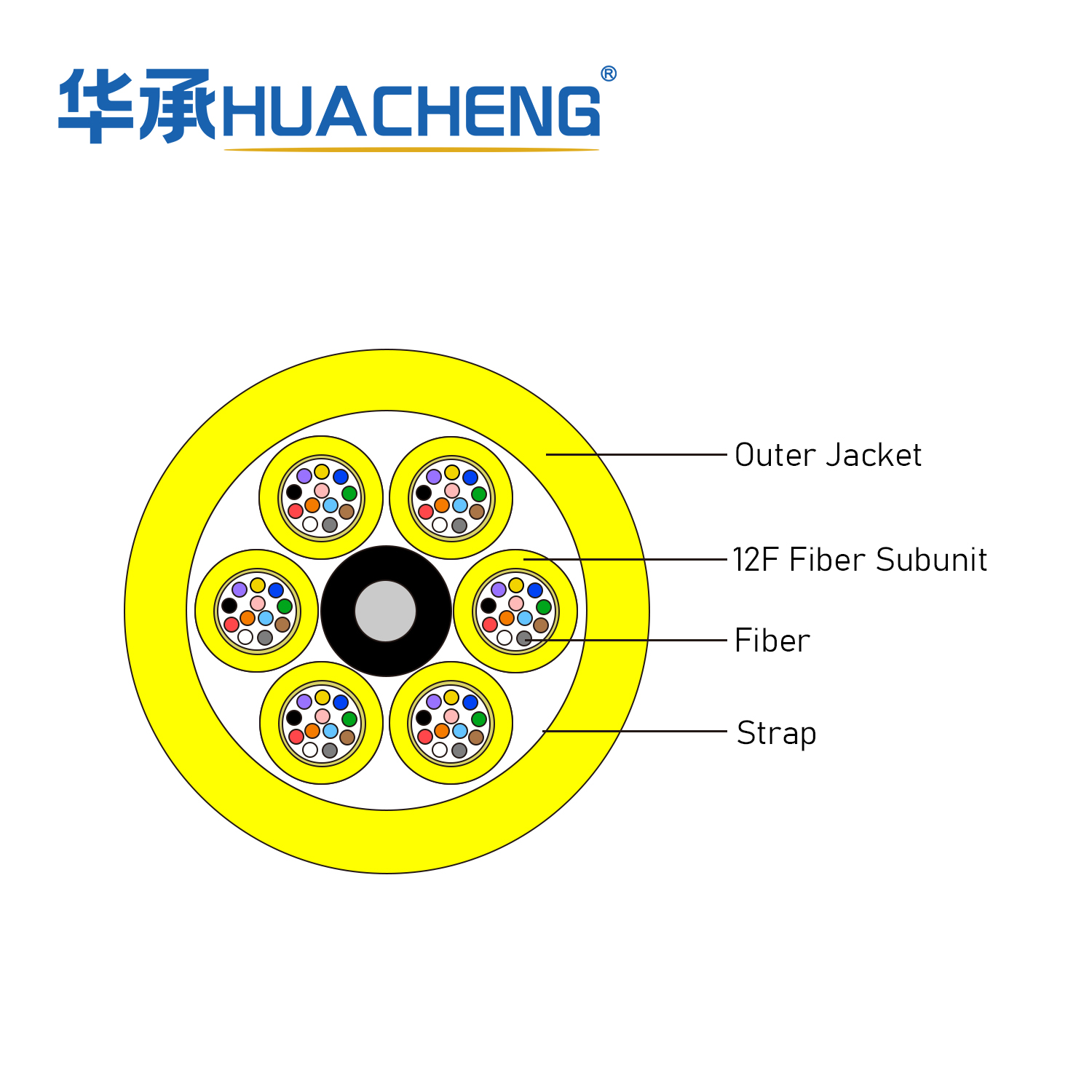 HUACHENG MFC, Distribution, Loose Tube, 48F, SM, LSZH, 12F 2.0 Subunit