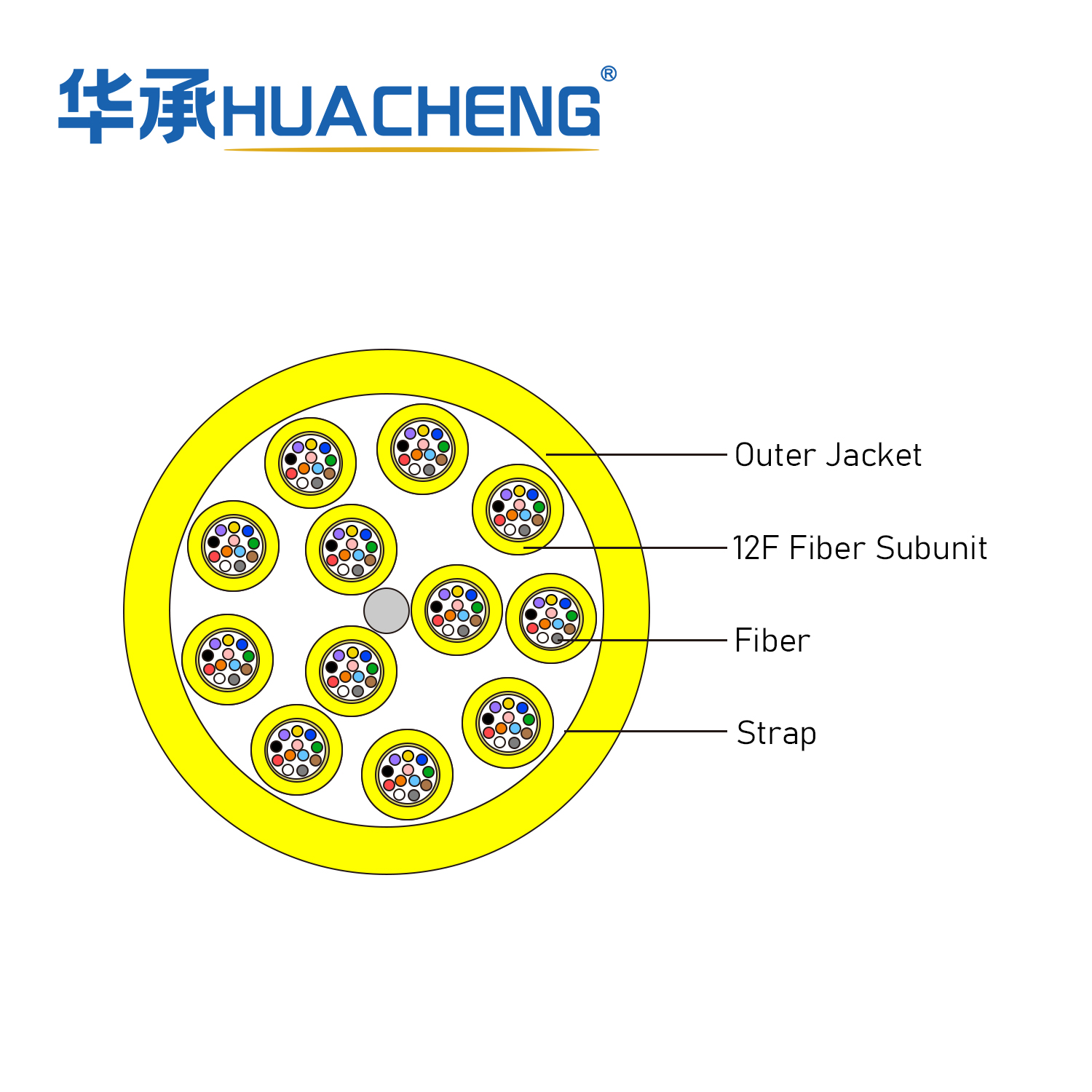 HUACHENG MFC, Distribution, Loose Tube, 96F, SM, LSZH, 12F 2.0 Subunit