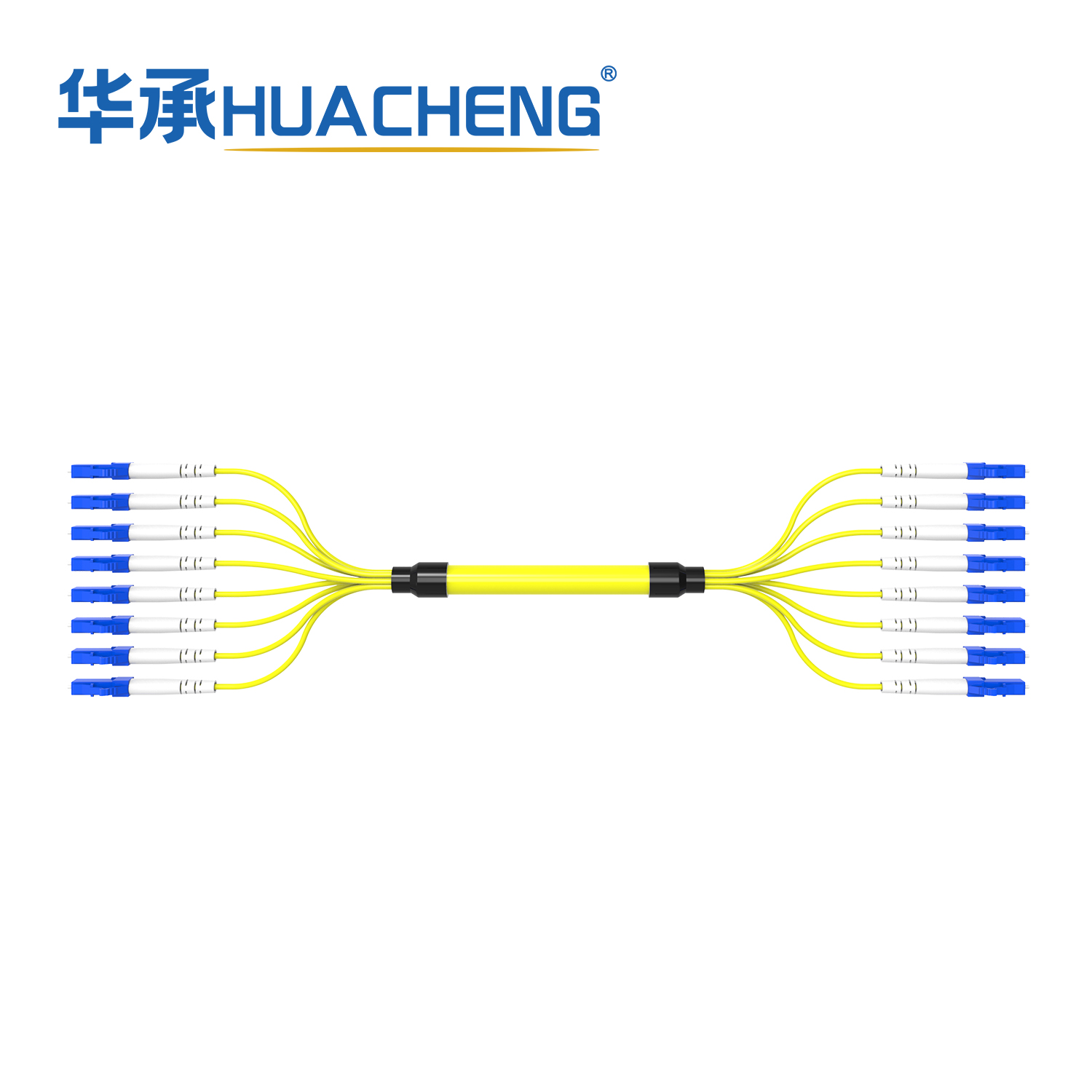 HUACHENG LC-LC Fanout Assembly, 8F, Bend Insensitive Single Mode, Tight-Buffered, 2.0mm, Plenum