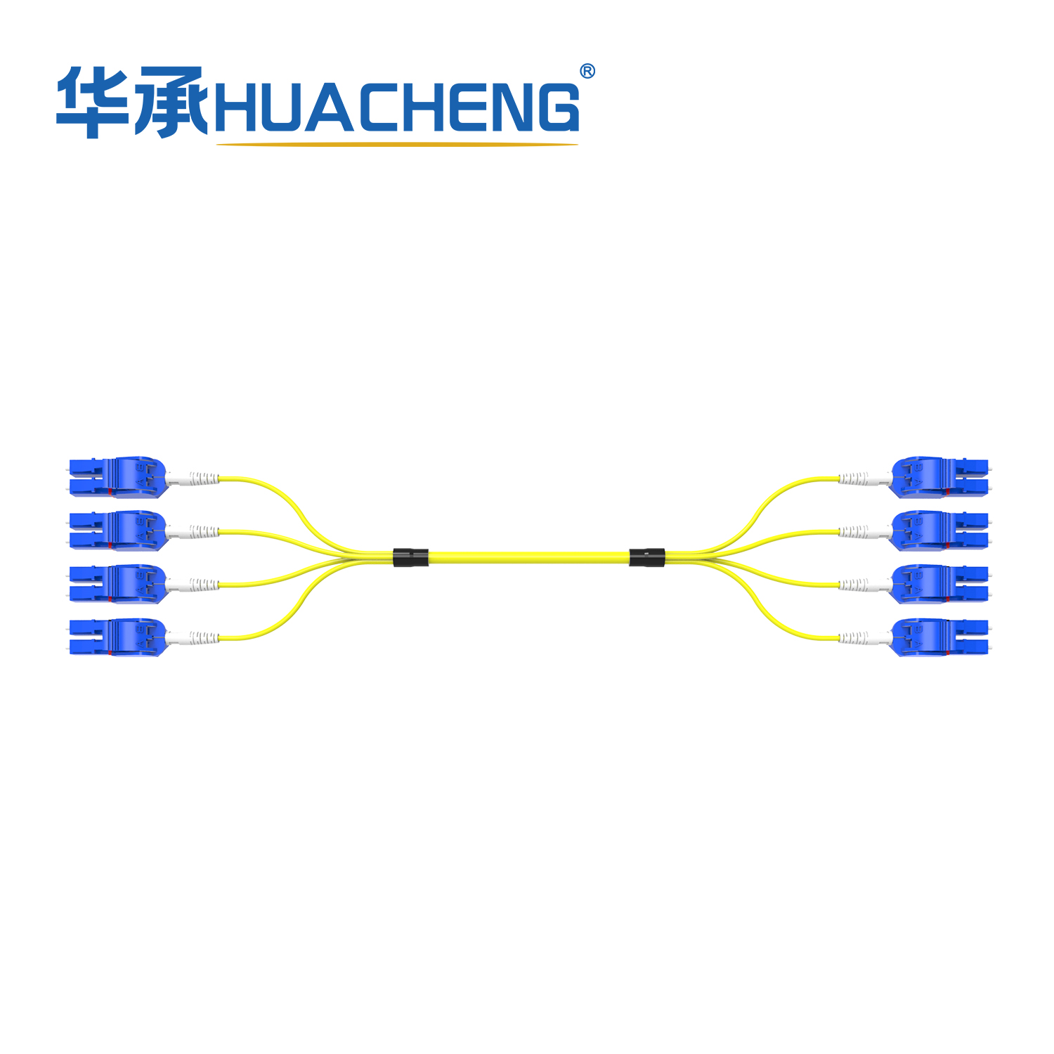 HUACHENG LC-LC Uniboot Trunk Assembly, Bend Insensitive Single Mode, 8F, Loose Tube, 2.0mm, LSZH